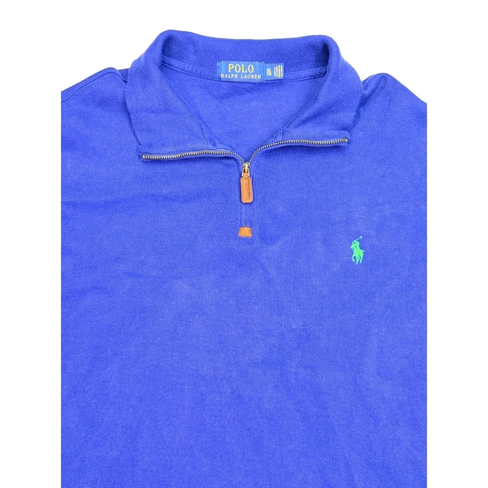 Polo Ralph Lauren Estate-Rib Quarter Zip Pullover Men's XL Blue Pony Sweatshirt